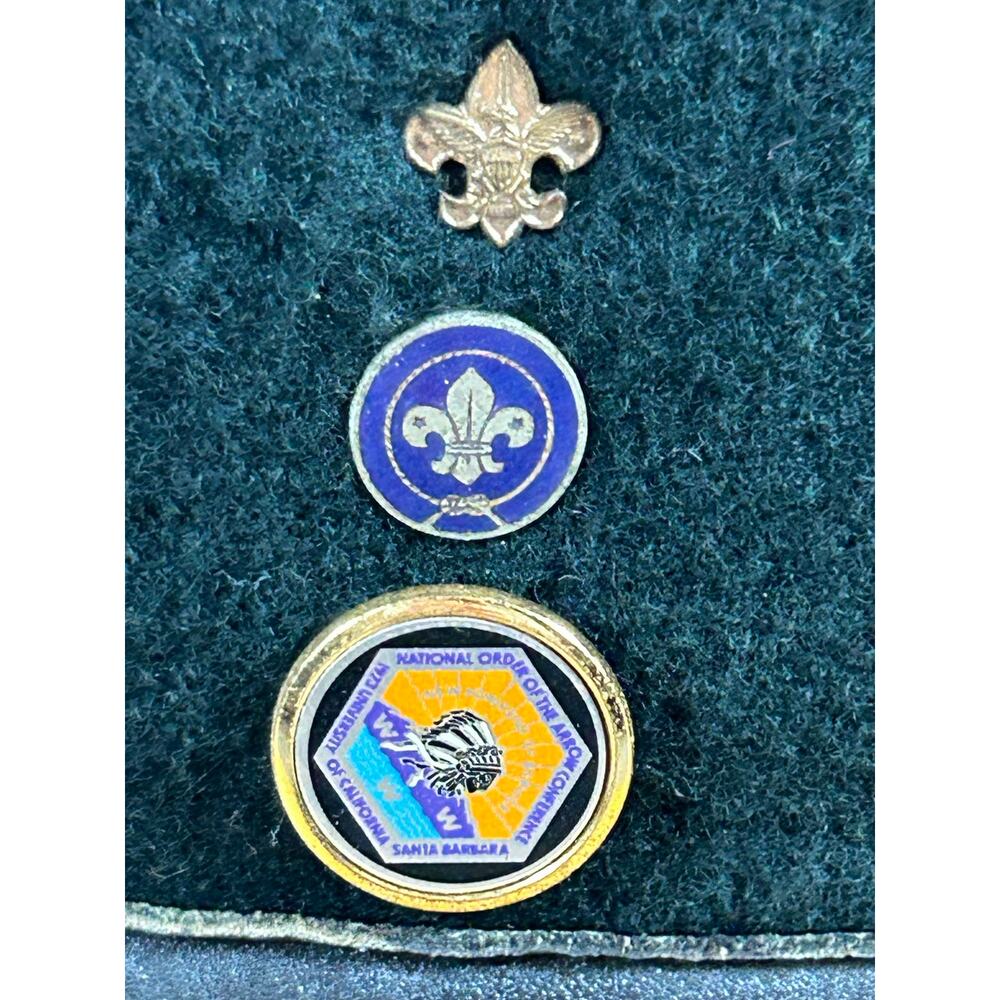 Vintage 1960s-70s Boy Scouts of Nippon Japan Wool Beret Hat L OA Scout Pins - Picture 4 of 5
